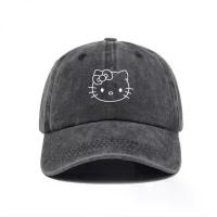 ราคา หมวก Hello Kitty สำหรับผู้หญิง ซักได้ กระชับสัดส่วนใบหน้า หมวกเบสบอลกันแดด หมวก Hello Kitty central cee skull cap (1731399904094225563)