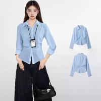 ราคา เสื้อโปโลสีน้ำเงินแขนยาว ฤดูใบไม้ผลิ สำหรับผู้หญิง ทรงสลิมฟิต เอวสั้น เหมาะสำหรับตัวเลขเล็ก เสื้อ ลูกไม้ ฝรั่งเศส ชุดงานหมั้น แบบ เรียบง่าย เสื้อ ไม่ต้อง รีด เสื้อ ลูกไม้ ใยบวบ (1731523503033255773)