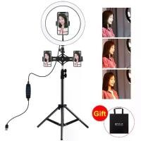ราคา PULUZ 11.8 inch 30cm Light + 1.1m Tripod Mount + Dual Phone Bracket LED Ring Vlogging Video Light Live Broadcast Kits with Cold Shoe Tripod Ball Head(Black) (1729609425124363101)