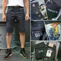 ราคา Simple&Raw - กางเกงยีนส์ขาสั้น SK832 MarineStencil Shorts 18oz. (1729449567610178186)