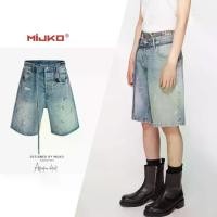 ราคา Fashion Design Creative Shorts Versatile Men's and Women's Spring Ink Splash Hand-painted Jeans Unisex Long Belt Accessories Blue Denim Shorts 2026 New Trendy Men's Pants (1733772252883485738)