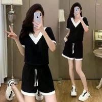ราคา 【COD】 Women's Tracksuits 2025 Women Summer Leisure Sports Suits Female Loose Short Sleeve Cotton Tops High Waist Shorts Ladies Two-piece Sets P166</h1><div class="productPri (1733668071596393637)