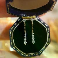 ราคา Small teardrop earrings ~ S925 sterling silver plated with 18K gold, decorated with zircon diamonds. Small elegant tassel earrings. (1734322236967847212)