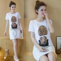 ราคา 2025 Summer New Women's Korean Style Printed Mid-Length Short Sleeve T-Shirt for Female Students (1733302719638505285)