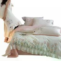 ราคา Autumn Winter Forest Style Pure Cotton Four-Piece Set Fresh Embroidered Tulip Girly Pure Cotton Bedding Four-Piece Set (1733656183552640533)