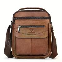 ราคา Men's Shoulder Bag HUMERPAUL Leather Flap Men's Crossbody Bag Business Flap Men's Solid Crossbody Bag Travel Bag Christmas Gift (1733491143273514421)