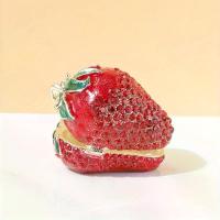 ราคา Vintage Strawberry Enamel Jewelry Box - Oval Metal Travel Storage Box with Magnetic Clasp, Portable Desktop Earring, Ring, Bracelet Necklace Organizer, Rhinestone Decoration, Jewelry Box (173428592884