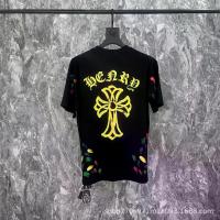 ราคา Chrome Heart 24 New Chrome Heart Summer Trend Heavy-duty Short Sleeve European and American Street Style Unisex Half Sleeve T-shirt (1734067378888214395)