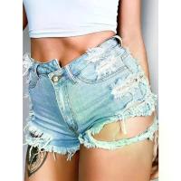 ราคา Hot-Selling Women's Jeans 2025 Summer New Fashion Trend High-Waisted Ripped Frayed Shorts (1734169296278422998)