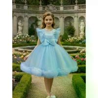 ราคา ' Elegant Princess Wedding & Birthday Party Dress with Ruffled Sleeves & Tulle Skirt - Sleeveless A-Line Knee-Length Formal Dress for, All-Season, Hand Washable Solid Color Party (1734003787475158937)