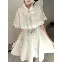 ราคา White Lace Dress Summer Style Short Sleeve Shirt Dress For girls with bow, short dress, ball gown, wedding dress, infinity (1733467184573482547)