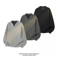 ราคา Chanel Style V-Neck Long Sleeve T-Shirt Autumn Black and White Color Block Striped Loose Base Shirt Couple Relaxed Top (1734256401315628098)