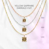 ราคา สร้อยคอบุษราคัมแท้ (Yellow Sapphire) ทรงสี่เหลี่ยมมินิมอล เงินแท้ 925 ชุบทองคำขาว/ทอง/โรสโกลด์ จี้พลอยGEORGE Jewelry (1734216836828267771)