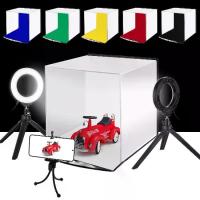 ราคา PULUZ 30cm Folding Portable Ring Light Photo Lighting Studio Shooting Tent Box Kit with 6 Colors Backdrops (Black, White, Yellow, Red, Green, Blue), Unfold Size: 31cm x 31cm x 32cm (172960942379162300