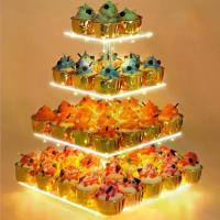 ราคา YestBuy 4 Tier Cupcake Stand Acrylic Tower Display with LED Light Premium Holder Dessert Tree Tower for Birthday Cady Bar Décor Weddings, Parties Events (Yellow Light) (1733932162865136940)