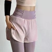 ราคา Women's 2 in 1 High Waist Yoga Pants Sports Leggings Badminton Dance Fitness Gym Running High Elasticity Leggings (1733971719065601758)