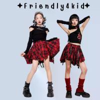 ราคา friendly4kid ชุดเต้น เซ็ตเสื้อแขนยาวดำ+กระโปรง ลายสก๊อต สีแดง ชุดการแสดงคริสมาสต์ (1734191908858135626)