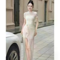 ราคา French Korea ชุดSet เดรสลูกไม้หรูใส่ออกงาน สีขาวครีม งานนี้เลิศ Pisamai ชุดเดรสสั้น+กระโปรง+เข็มกลัด (1734064683792041147)