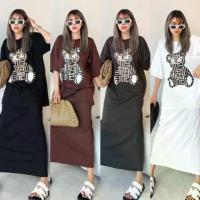 ราคา ชุดเซ็ต 2ชิ้น เสื้อ+กระโปรง เสื้อยืดแขนสั้น ทรง oversize สกรีนหน้าอกใหญ่ๆกลางเสื้อ มาพร้อมกับกระโปรงทรงเอ เอวยางยืด (1734051434756146657)