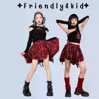 ราคา friendly4kid ชุดเต้น เซ็ตเสื้อแขนยาวดำ+กระโปรง ลายสก๊อต สีแดง ชุดการแสดงคริสมาสต์ (1733917270324381659)