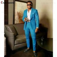 ราคา ชุดแต่งงาน, สูทคอปกผ้าคลุมไหล่สีน้ำเงิน, สำหรับผู้ชาย, 2 ชิ้น, ทักซิโด้, เบลเซอร์เจ้าบ่าว, กางเกง, แฟชั่นอินเทรนด์, ชุดแต่งงาน (1730240056761157820)