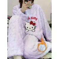 ราคา ชุดนอนสตรี เทรนด์บ้าน 25AW ฤดูใบไม้ร่วงฤดูหนาว มาใหม่ ลายปัก Hello Kitty น่ารัก Sanrio ชุดอยู่บ้าน แขนยาว กางเกง ลำลอง ขนแกะอุ่น นุ่ม สบาย (1733034440628012448)