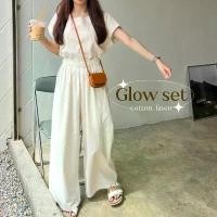 ราคา GLOW SET เสื้อ + กางเกง ชุดผ้าฝ้ายลินิน ชุดเซทผ้าฝ้าย ชุดไปคาเฟ่ ชุดเกาหลีมินิมอล - Prosperous.th (1733914068557071450)
