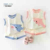 ราคา สินค้าที่ขายดีที่สุดของเดือนนี้ NT Baby-113 (สินค้าพร้อมส่ง) ชุดเซ็ตแขนกุด ลายปลาฉลาม-โลมา 2สี งานเซ็ท เสื้อ+กางเกง ใส่สบายสไตล์เกาหลี (1733019086856684818)