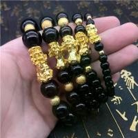 ราคา กำไล Pixiu ลายทองคำแท้ 24K แบบหลายชั้น กำไล Pixiu หินสีดำ (1734334736352708197)