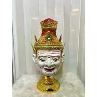 ราคา ❧เศียรครู พ่อแก่ ปู่ฤาษีอิศวร ขนาดครอบ งานกระดาษ ปิดทองเค ประดับกระจก งานสวย พร้อมฐานไม้อัดสีแดงฟรี ของขวัญ khon mask♢ (1733677944729732369)