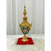 ราคา ☀หัวโขน ทศกัณฐ์ เกรดพรีเมี่ยมประดับเพชร พร้อมฐานปิดทอง กว้าง 4 นิ้ว สูงรวมฐาน 10 นิ้ว เนื้อเรซิ่นปิดทอง ของขวัญ khon mask♬ (1733677857221018841)