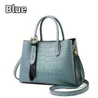 ราคา กระเป๋าถือหนังแท้สำหรับผู้หญิง 1 ชิ้น พร้อมสายสะพายปรับได้ - การปรับแต่งชื่อเต็ม/ข้อความ (ฟรี) กระเป๋าปิดแบบสแน็ปจากหนังจระเข้ชั้นดี ซิป (สีน้ำเงิน/ดำ) - ของขวัญหรูหราสำหรับแม่ ภ (1733524583743325195)