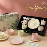 ราคา ชุดจานชามเซรามิกคู่รัก สีชมพู ถ้วย จาน ชาม ช้อน ตะเกียบ กล่องของขวัญหรู ของรับไหว้ งานแต่ง พร้อมส่ง (1734017040142337930)