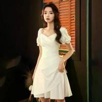 ราคา ราคาไม่แพง หรูหรา เดรสแฟชั่นสั้นเรียบหรู เหมาะสำหรับจัดเลี้ยง เดรสลาย ดอกไม้ ไป งานแต่ง indian dress women ชุด ไทย บรมพิมาน ราตรี collared white dress เดรสคลุม เข่า ပွ (1732881414855033994)