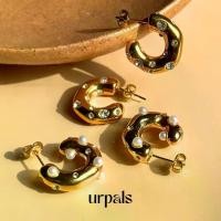 ราคา ขายดี URPALS ต่างหู งาน Stainless ชุบทอง18K ฝังเพชร CZ หลุดยาก ทนน้ำ ทนเหงื่อได้ดี (1732664823173317746)