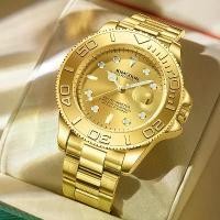 ราคา นาฬิกายูงทองคำสีกรมท่า สำหรับผู้ชาย แฟชั่น สายเหล็ก เรือยอชต์ เรืองแสง กันน้ำ การเคลื่อนไหวควอทซ์ นาฬิกาผู้ชาย มาใหม่ นาฬิกา ขายดี นาฬิกา เซตคู่ (1731811626169960002)