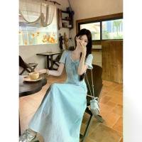 ราคา French Style Summer Dress Women's Elegant Lace Spliced Embroidery Blue Large Size Dress High Quality Casual Beach Party Wear เดรส เว้า หลัง เดรส เชิ้ต เดรส สี ครีม ชุด ถ่าย พรีเวดดิ้ง เดรส ปาร์ตี้ (17