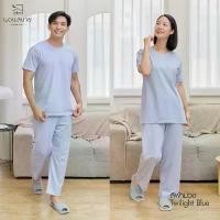 ราคา ชุดนอนผู้ชาย/ผู้หญิง (Unisex) เสื้อ+กางเกงขายาว (สีฟ้าม่วง) ผ้าฝ้าย มินิมอล เรียบๆ นอนสบาย ใส่สบาย สินค้าคุณภาพ (1732618372552754532)