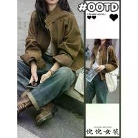 ราคา ชุดสไตล์เกาหลี ต้นฤดูใบไม้ร่วง เสื้อแจ็คเก็ตทำงานผ้าเดนิมสีน้ำตาลย้อนยุค เสื้อโค้ทสั้น กางเกงยีนส์เอวสูง ชุดสองชิ้น ชุด กางเกง ยีน ชุด สงกรานต์ ชุดpixxie (1731969140859897662)