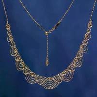 ราคา สร้อยคอเชือกผูกคอ 18K ทองคำ งานฝีมืออิตาลี สร้อยคอตาข่ายทอสีรุ้ง สร้อยคอปกปิดแผล สร้อย คู่ (1734073397691581697)