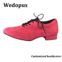 ราคา รองเท้าบอลรูมผู้ชาย Wedopus 28 สี สำหรับเต้นรำ พื้นรองเท้าหนังกลับ รองเท้าเต้นรำแบบผูกเชือก สีชมพู ภายในรองเท้าเต้นรำลาติน 2.5 ซม. (1734291636991919944)