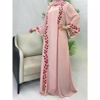 ราคา ตะวันออกกลาง ดูไบ ตุรกี แฟชั่น สตรีท ชีฟอง สีชมพู คอกลม ลายต้นไม้ ปัก ชุดเดรสยาว เสื้อผ้าสำหรับมุสลิม (1733576125000026066)
