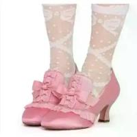 ราคา รองเท้าส้นสูงหัวตัดสำหรับผู้หญิง สไตล์ Sweet Ladies สีชมพู/ฟ้า/เบอร์กันดี ผ้าไหม ตกแต่งโบว์ผีเสื้อ แบบสวมใส่ง่าย ส้นสูง รองเท้าคอสเพลย์สไตล์โลลิต้า ไซซ์ 42 (1734229965157533345)