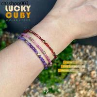 ราคา สร้อยข้อมือหิน " โกเมน อเมทิสต์ ทัวร์มาลีน สีชมพู แท้ 100% ทรงลูกบาศก์ ขนาด 2-3mm กำไลหินนำโชค หินมงคล (1732613050432521245)