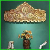 ราคา pregrashop ความคงทน Thailucky แผ่นไม้แกะติดผนัง ไม้สักทองแกะสลัก ลายช้าง สีทอง ขนาด120cm ตกแต่งโรงแรม ร้านกาแฟ และบ้าน (1730740424149601143)