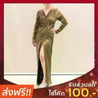ราคา ชุดออกงานแต่ง สีทอง ชุดราตรีออกงาน เดรสออกงาน มีแขน เสื้อผ้าออกงาน ชุดไปงานแต่งงาน (1733897402688439716)
