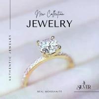 ราคา แหวนเพชรโมอีสซาไนท์ แหวนชู 1 กะรัต บ่าข้าง แถว สีทอง ชุบ 18K (1734360703482365752)