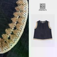 ราคา เสื้อแฟชั่นฤดูร้อนรุ่นใหม่ สีน้ำเงิน ทรงแขนกุด พร้อมขอบลูกไม้ลายดอกไม้【Morning Dew】 (1734165181769877077)