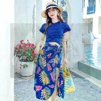 ราคา ชุดว่ายน้ำหญิง ทูพีส พร้อมผ้าคลุม ลายโบฮีเมียน สวยเก๋มาก สีน้ำเงิน รุ่น Q893 (1732753760684442861)