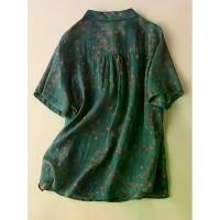 ราคา เสื้อเชิ้ตทรงสลิมฟิตสำหรับผู้หญิง พิมพ์ลาย กระดุม สีเขียว ดอกไม้สีส้มและสีแดง แขนสั้น เสื้อลำลอง ผ้ายืดซักเครื่อง เหมาะสำหรับฤดูใบไม้ผลิ ฤดูร้อน และทุกฤดูกาล วัสดุไม่ซีทรู เสื้อ (1732035025196451724)